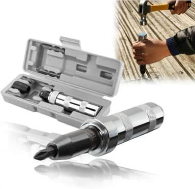 Jogo de Chave de Impacto Martelete Manual Reversível 8 Peças de Fenda e Phillips Bits 5/16" Driver Profissional com Estojo Maleta