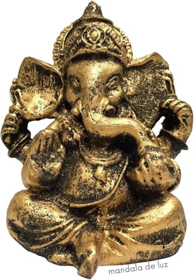 Estátua de Ganesha Dourado Pequeno Resina 9,5cm