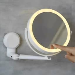 Espelho de Parede com LED 360° Dobrável – Aumento 5x, Iluminação Touch 3 Tons, Recarregável e Ajustável para Maquiagem e Banheiro - BRANCO