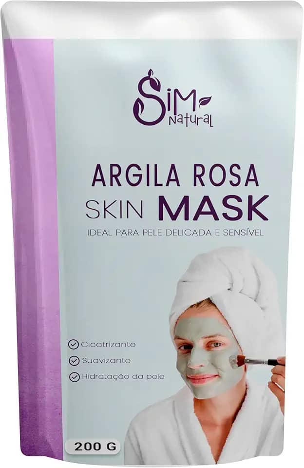 Argila Rosa Skin Mask Ideal para Pele Sensível e Delicada - Máscara Facial e Corporal 200g
