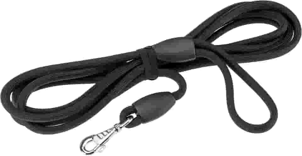 Ferplast Coleira para cães SPORT longa, para treinamento de cães. Guia corda de nylon com alça e mosquetão de metal. 5 metros de comprimento, preta