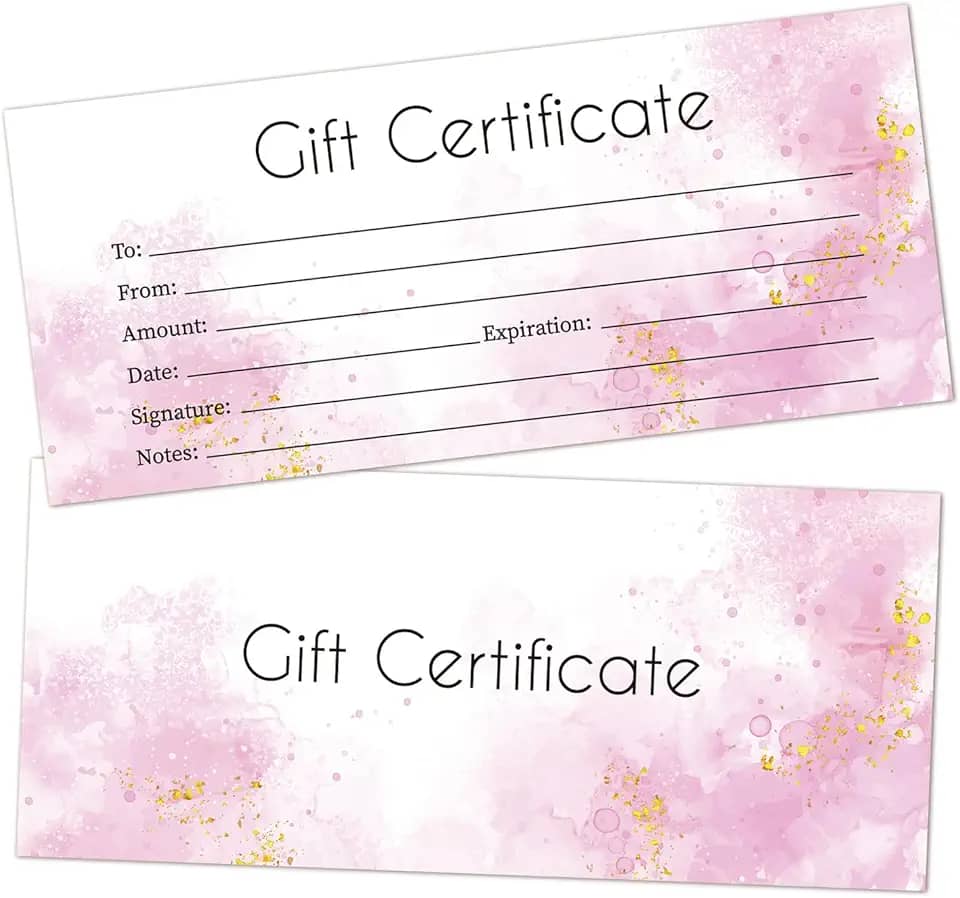 25 vales de presente em branco cartões de presente em aquarela roxa para negócios, salão, spa, massagem, restaurantes, vouchers personalizados de cliente para aniversário, cartão de trabalho -06