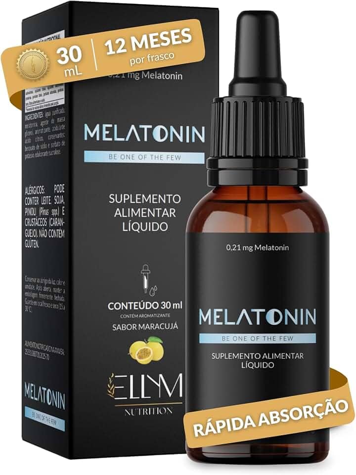 Melatonina em Gotas Sublingual 30ml Maracujá ELLYM NUTRITION Rápida Absorção Efeito Imediato 0,21mg Melatonin por Gota