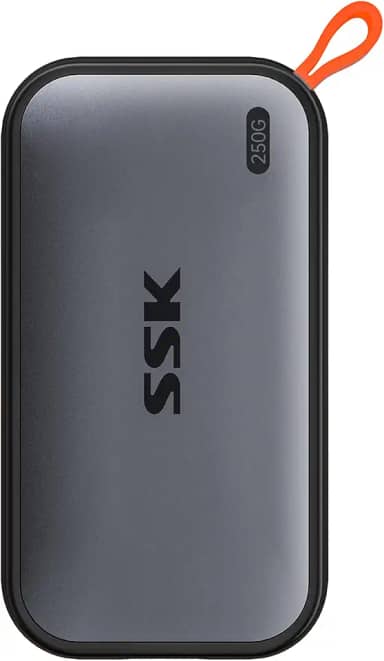 SSK SSD NVME externo portátil de 250 GB, até 1050 MB/s velocidade de transmissão extrema USBC 3.2 Gen2 Drive de estado sólido para smartphones tipo C, PS5, Xbox, laptop, MacBook/Pro/Air e mais