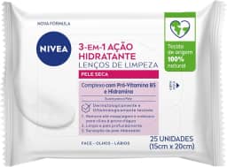 NIVEA Lenço de Limpeza Demaquilante Facial Ação Hidratante 3 em 1 25 unidades - Remove a maquiagem à prova d'água, hidrata a pele, limpa profundamente sem precisar lavar o rosto