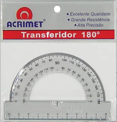 Acrimet Transferidor Escolar 180° em Poliestireno Cristal Resistente 551.0