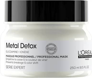 L'Oréal Professionnel Máscara Metal Detox, para maciez, brilho & sedosidade, maior durabilidade da cor, para cabelos coloridos e danificados, 250ml