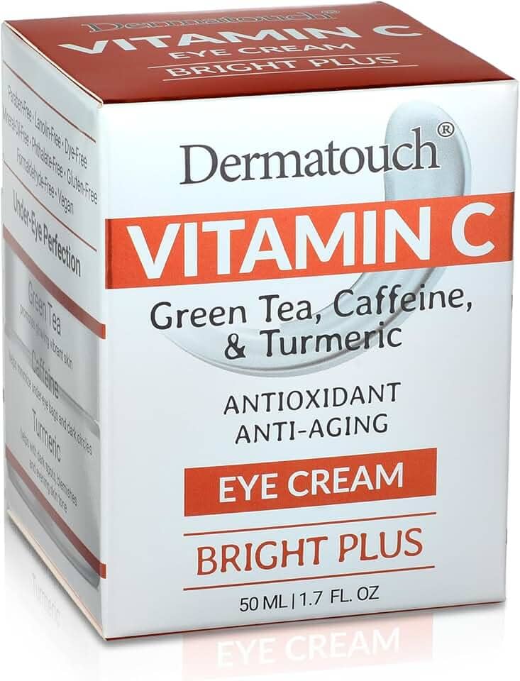 DERMATOUCH Creme para os olhos com vitamina C com chá verde, cafeína e açafrão, 50 ml - Feito nos EUA