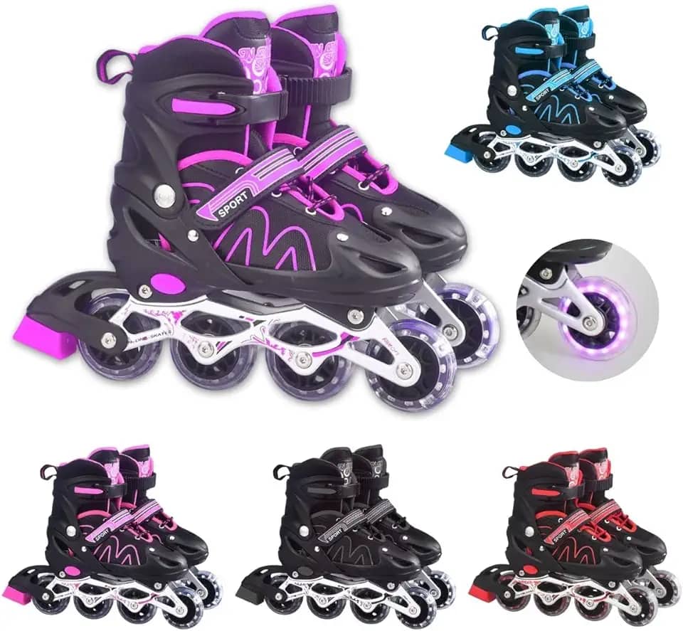Patins Roller Ajustável Inline 4 Rodas Adulto Rodinha Led