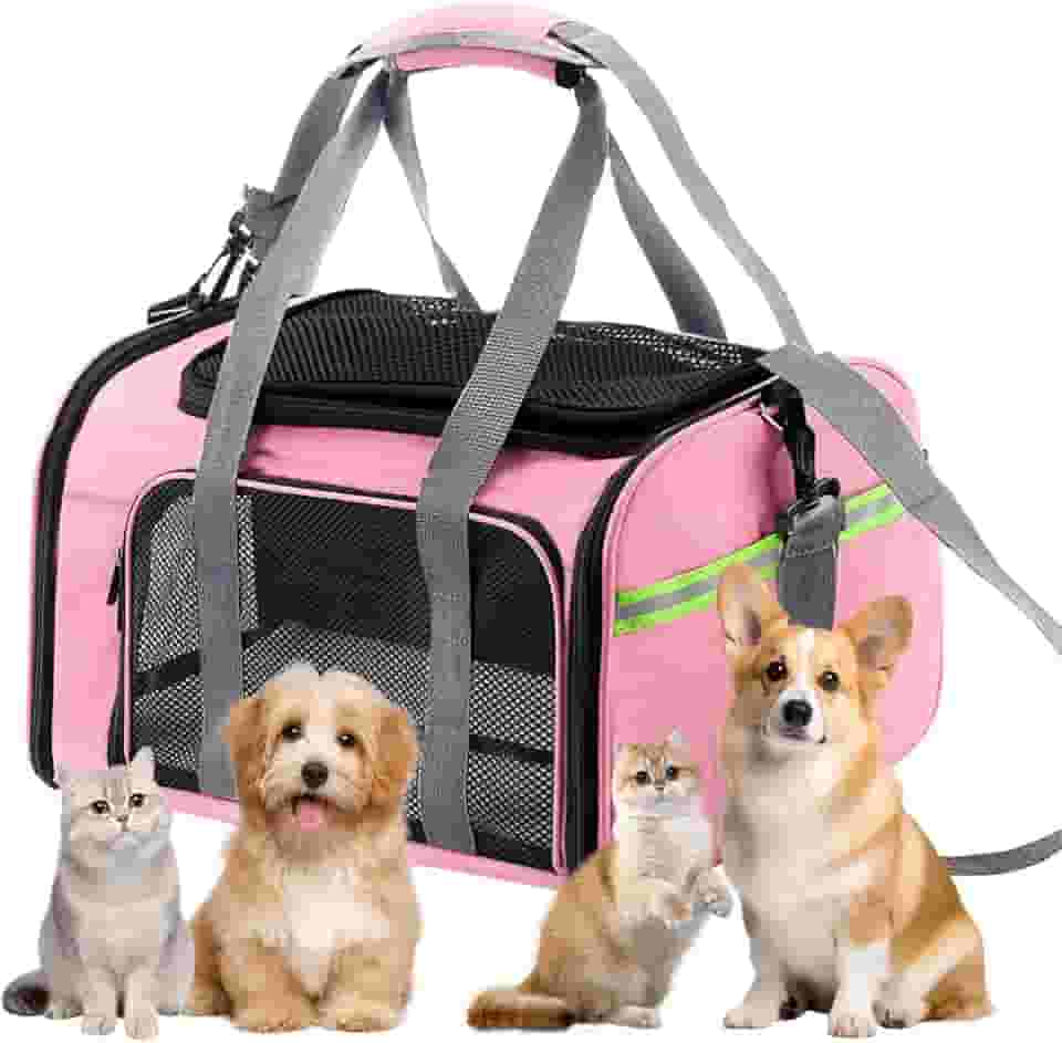 Bolsa Transporte Pet Ventilação em 4 lados Bolsa Transporte Pet Avião Para LATAM Paw Up (Rosa)