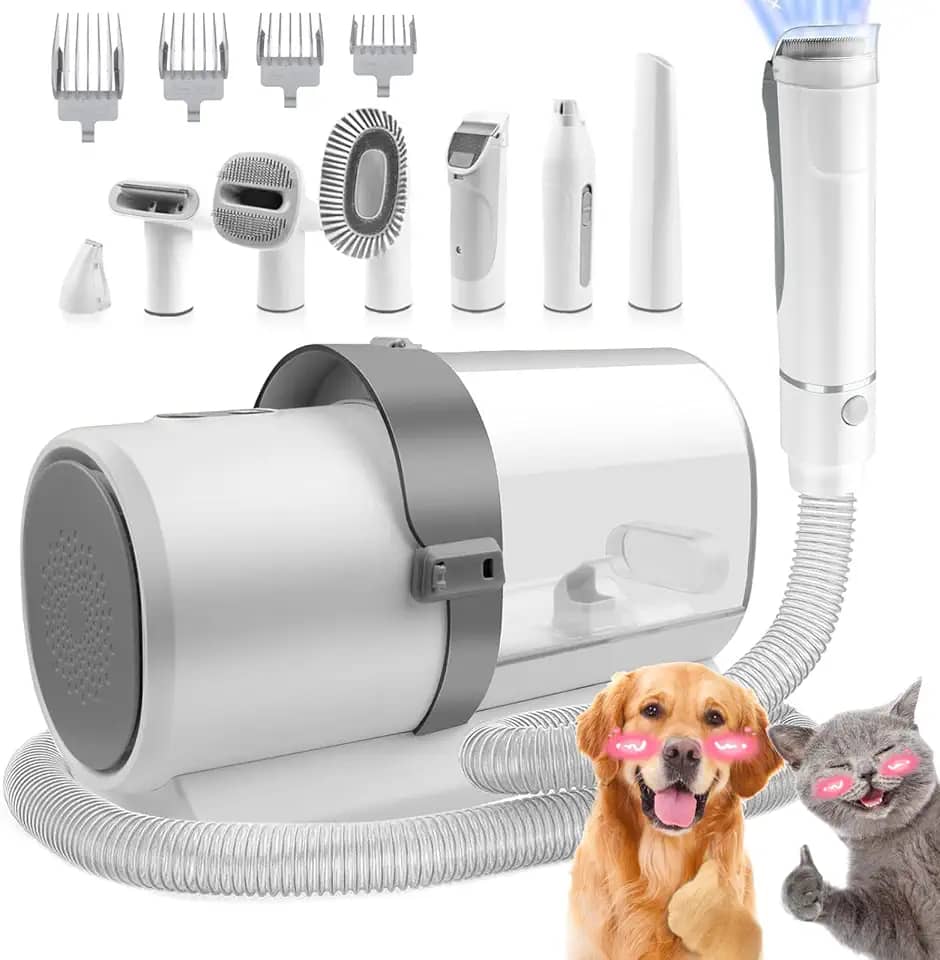 NP5 Pro Kit de limpeza para cães//Aspiração a vácuo 99% dos pelos de animais de estimação, 110V 7 em 1 aparadores profissionais com 5 ferramentas comprovadas para cães, gatos e outros animais