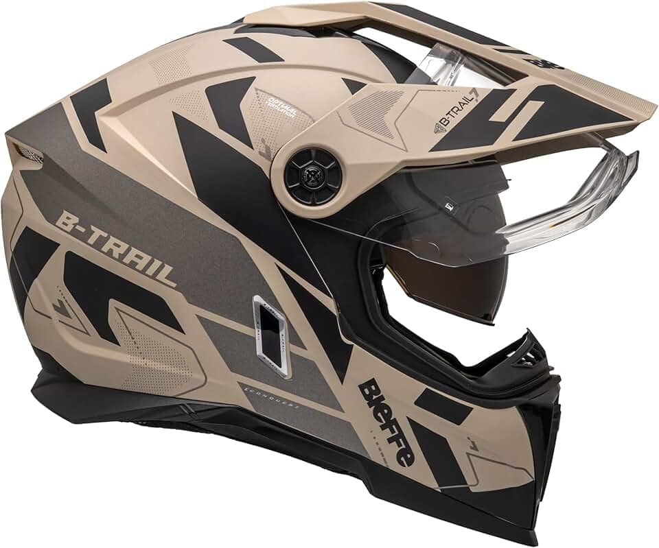 Capacete Masculino Bieffe B-Trail Conquest Bege Fosco Moto