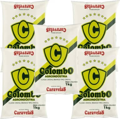 Açúcar Cristal 5kg (5x1kg) – Ideal para Doces, Sucos, Bolos e Uso Diário na Cozinha