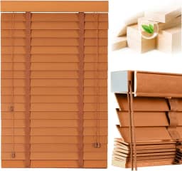 Persianas de madeira de 5 cm para janelas internas: Persianas e persianas blecaute de madeira, persianas horizontais de privacidade de tamanho personalizado para casa, quarto, banheiro, sala de estar