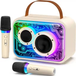 JYX Karaokê com 2 Microfones, Caixa de Som Bluetooth com Microfone Sem Fio e Luzes para Adultos e Crianças, Portátil para Festas em Casa, Ao Ar Livre, Presentes Ideais com Subwoofers para Palco