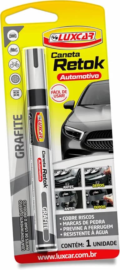 Luxcar - Caneta Retok Automotivo Tira Riscos - Cor Grafite