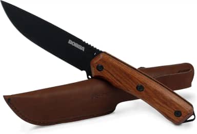 Faca Cimo Ax Borba Carbono 5' Cabo Madeira com Bainha - Preta