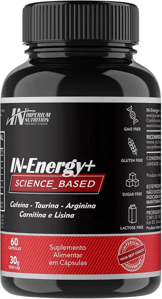 IN-Energy+ (Cafeína, Taurina, Arginina, L-Carnitina e Lisina com 60 Cápsulas) Imperium Nutrition