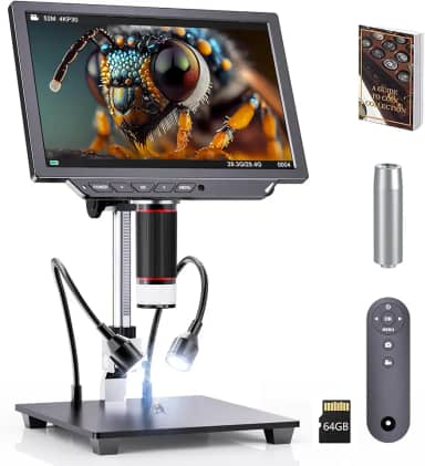 Microscópio Digital 4K - Ampliação De 2000X, Moeda 8" Com Sensor Câmera 52 Mp, Para Soldagem Adultos, Observação Completa, Cartão Tf 64 Gb E Guia Incluídos