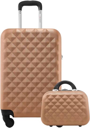 Mala de Viagem Tamanho Média 23kg Rodas 360 com Frasqueira Gladiador Diamond com D1MFRAD1 (Rose Gold)
