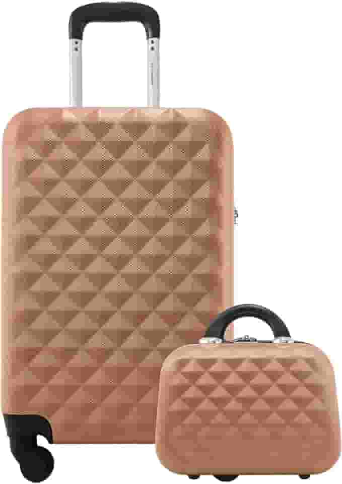 Mala de Viagem Tamanho Média 23kg Rodas 360 com Frasqueira Gladiador Diamond com D1MFRAD1 (Rose Gold)