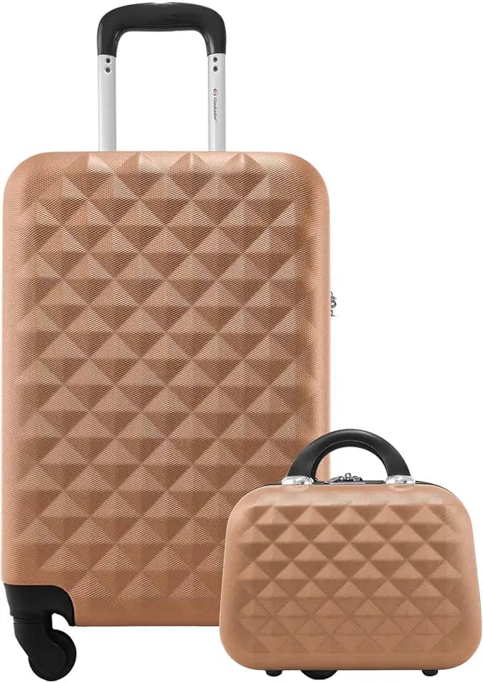 Mala de Viagem Tamanho Média 23kg Rodas 360 com Frasqueira Gladiador Diamond com D1MFRAD1 (Rose Gold)