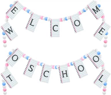 4 peças 8,06 m composição volta às aulas banner decorações feltro bem-vindo à escola sala de aula decoração de festa primeiro dia banner guirlanda adereços de foto (caderno)