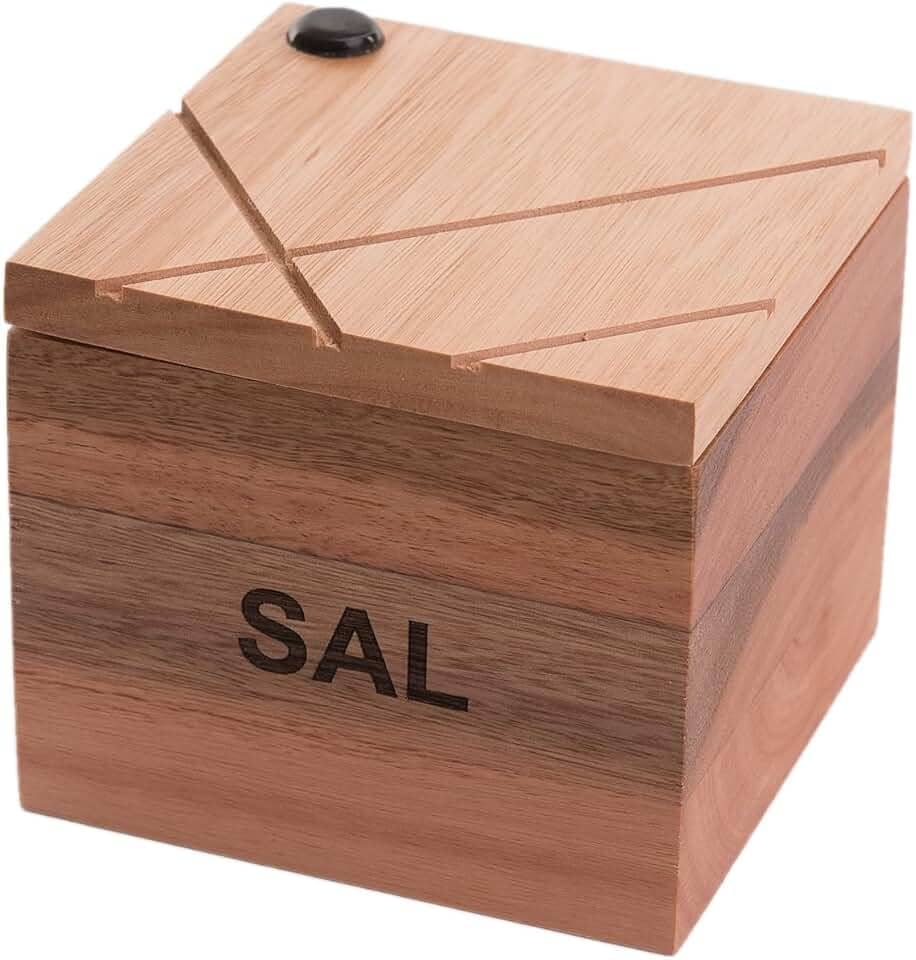 Saleiro de Madeira para Sal Cozinha Churrasco Essence