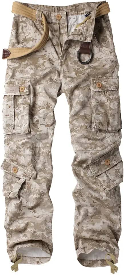 Calça cargo masculina casual militar militar camuflada para trabalho de combate com 8 bolsos
