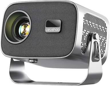 Mini projetor VEVSHAO A12 4K 1080p portátil Full HD, Foco Automático, Android 11.0, Proteção Ocular com Rotação de 360°, Correção Eletrônica de Distorção Trapezoidal