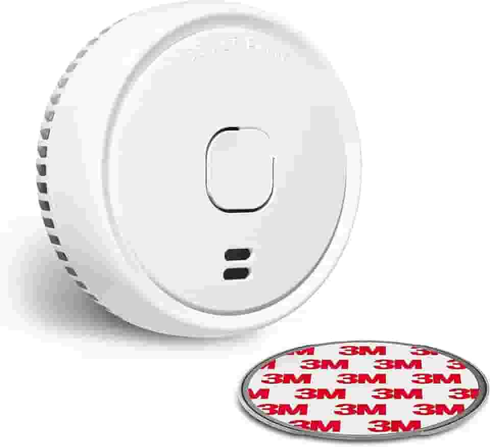 Ecoey Detector de fumaça, alarme de fumaça com tecnologia fotoelétrica avançada, detector de fumaça com botão de teste e lembrete de bateria fraca, alarme de incêndio usado no quarto, casa, FJ138, 1