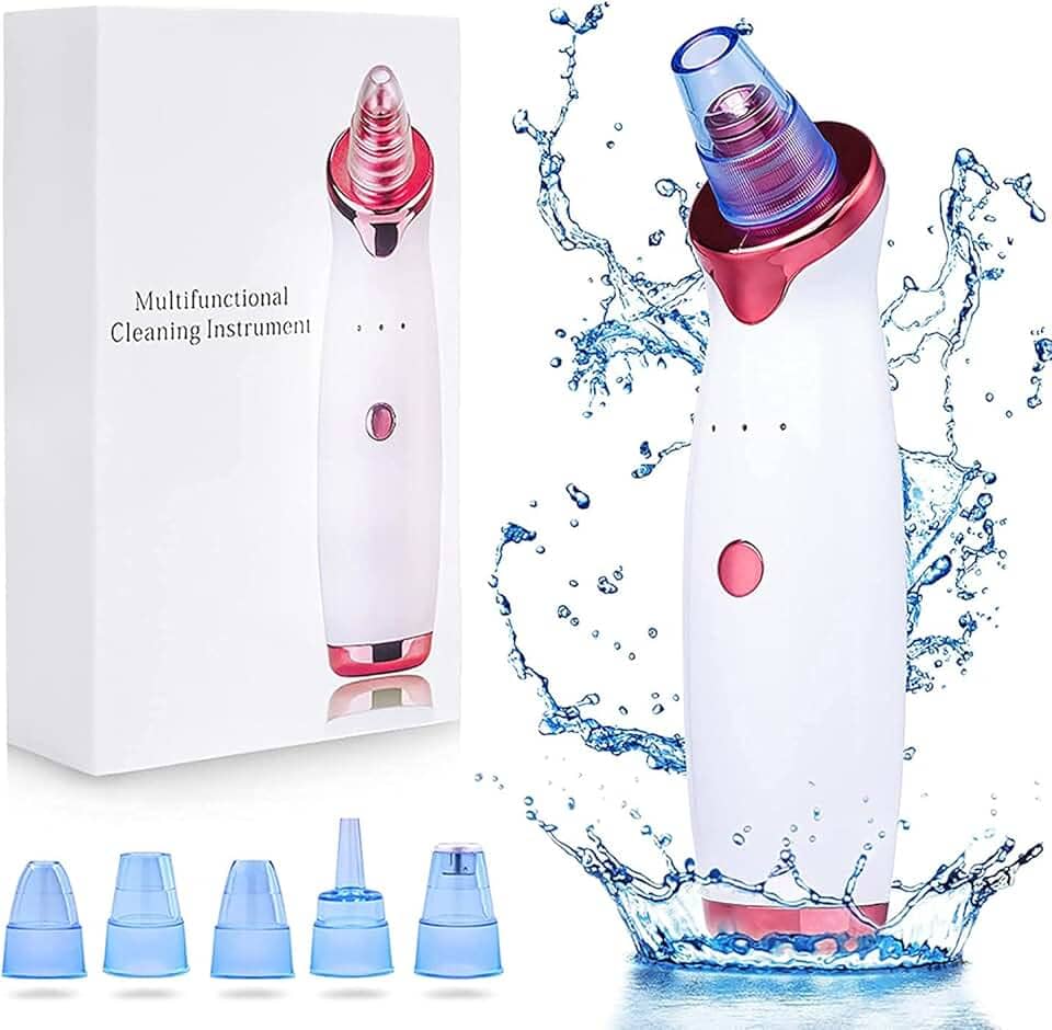 Aspirador de pó removedor de cravos – Aspirador de pó de rosto, kit de extrator de acne elétrico de comedona, ferramenta de sucção recarregável USB com 5 sondas