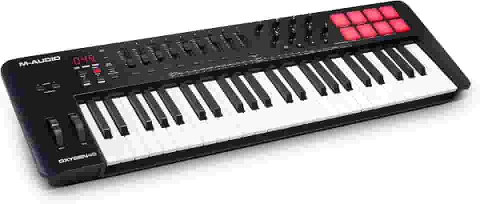M-AUDIO Oxigênio (MKV) – Controlador de teclado MIDI USB de 49 teclas com beat pads, modos de acorde inteligente e escala, arpejador e conjunto de software incluídos