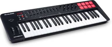 M-AUDIO Oxigênio (MKV) – Controlador de teclado MIDI USB de 49 teclas com beat pads, modos de acorde inteligente e escala, arpejador e conjunto de software incluídos