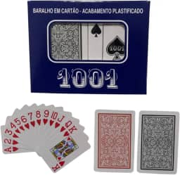 Baralho Duplo 1001-108 Cartas - 2 Jogos de Cartas com Revestimento Plástico - para Poker, Truco e Buraco