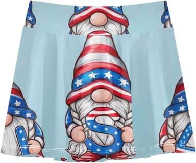 Shorts atléticos para meninas gnomos EUA American Patriotic Tennis Saias de ginástica para meninas adolescentes 3-4t