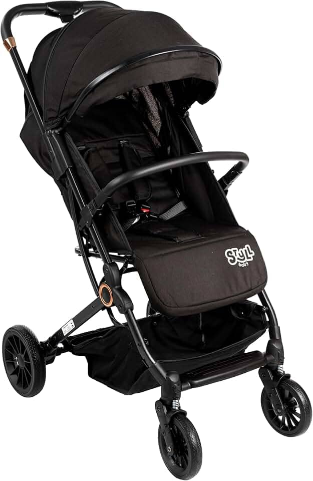 Carrinho de Bebê Passeio Vira Berço Compact Styll Baby Preto