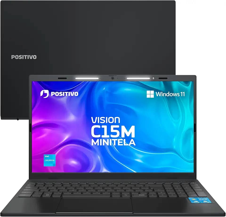 Notebook Positivo Vision C15M Intel Celeron N4500 Windows 11 Home 4GB RAM 128GB eMMC Tela 15" Full HD IPS Antirreflexo - Minitela e Tecla Copilot - Cinza