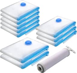 Kit 10 Saco a Vacuo + bomba Sacos Organizadores para Mala Roupas Viagem Cobertores Guarda Vac Bag Espaço