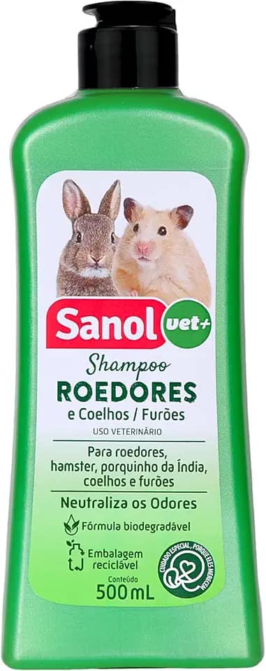 Sanol Dog, Shampoo de pelos para roedores, coelhos e furão, Aroma Tracicional, 500ml, Verde