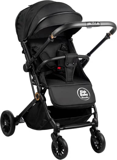 Carrinho de Bebê Passeio Vira Berço Compact com alça reversível Kids Baby Hércules Preto