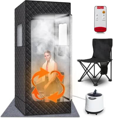 Caixa de sauna portátil para casa, sauna a vapor pessoal de corpo inteiro com vaporizador de sauna 3L de 1500 W, 9 níveis de aquecimento e barraca de sauna de desligamento automático de 5 a 99 minutos