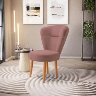 Cadeira Estofada Decor para Maquiagem Camarim Resistente Ergonômica Tecido Veludo MOBLAN decor (Rosa Escuro)