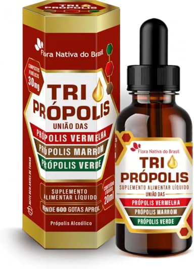 Tri Propólis União das Própolis Vermelha, Marrom e Verde 20ml - Flora Nativa