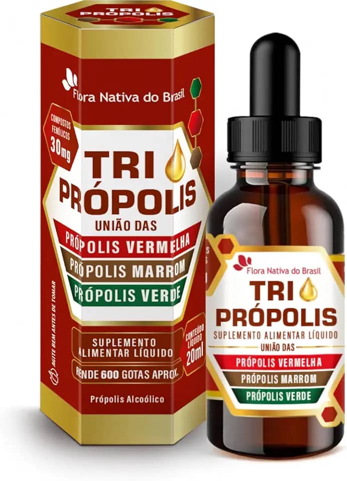 Tri Propólis União das Própolis Vermelha, Marrom e Verde 20ml - Flora Nativa