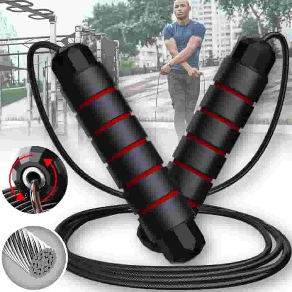 Corda De Pular Speed Rope Profissional Fitness Ajustável De 3m Com Rolamento e Cabo De Aço Revestido