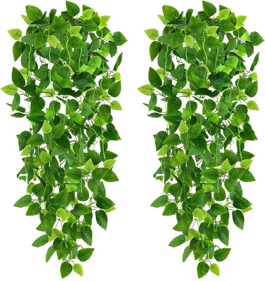 Plantas artificiais pendentes de 1 m CEWOR, 2 unidades de hera, para parede, casa, quarto, pátio, interior, exterior, prateleira de casa, decoração de escritório (sem as cestas)
