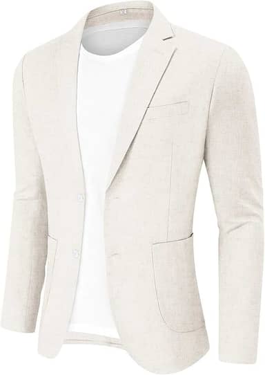 Blazer masculino casual de linho, casaco esportivo com dois botões, jaqueta leve para uso diário