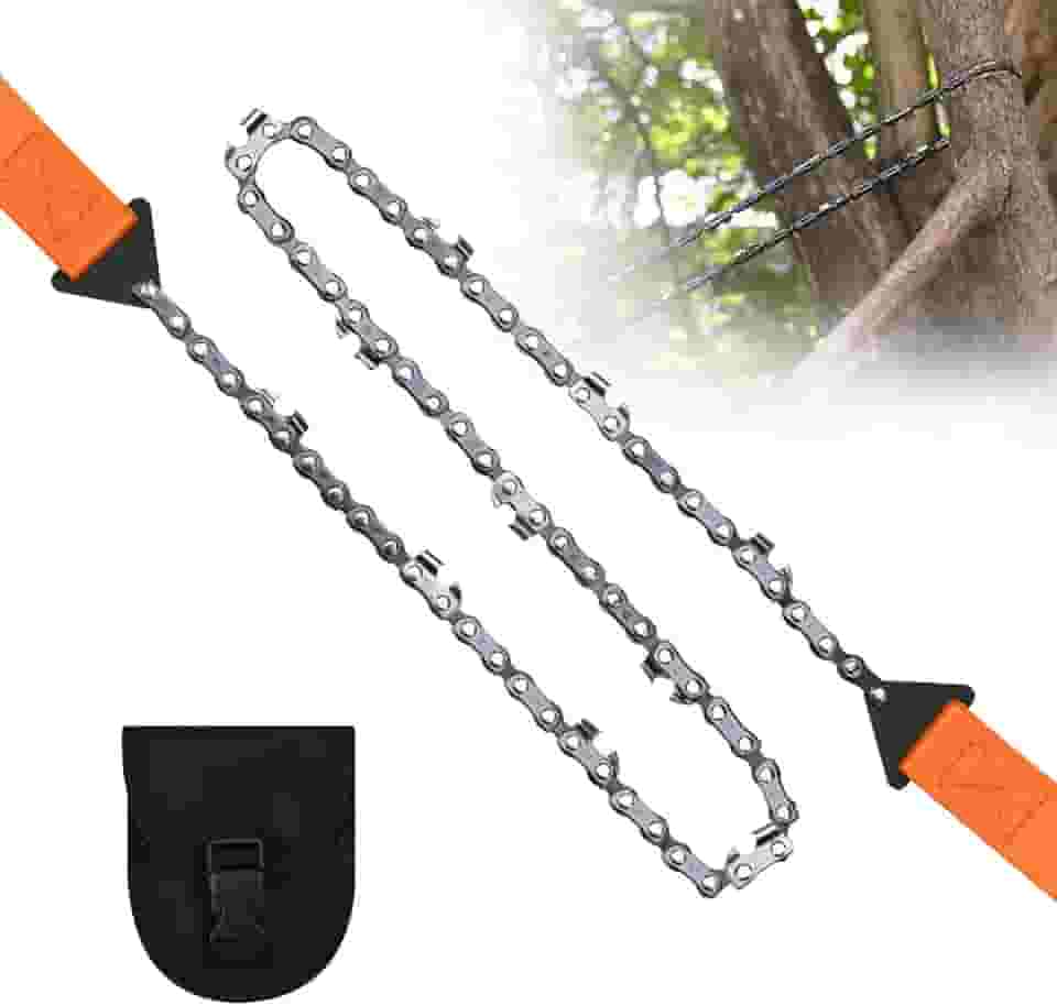 Motosserra de bolso, serra de corda de bolso de 61 cm/91 cm, serra manual de corrente dobrável com bolsa de transporte, para acampamento de sobrevivência ao ar livre, caça, caminhada, corte de madeira (61 cm)