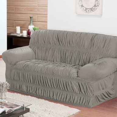 Capa de Sofá Kit 2 Peças 2 e 3 Lugares com 21 Elásticos Fixação Segura em Tecido Malha Gel Cores Vivas (Cinza)